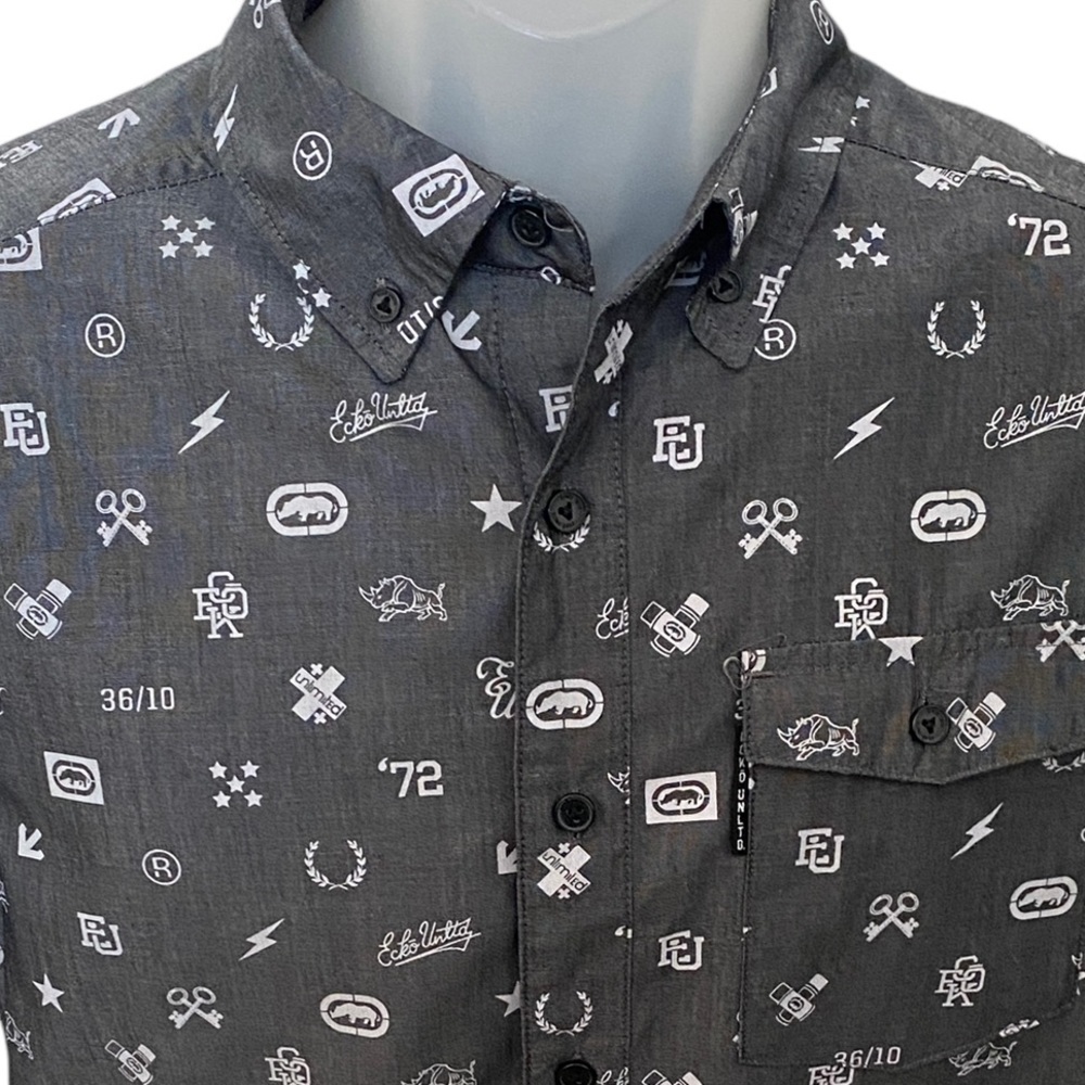 ECKO Unlimited Rhino Skate Short Sleeve Collared Shirt Men S Small - Picture 2 of 7